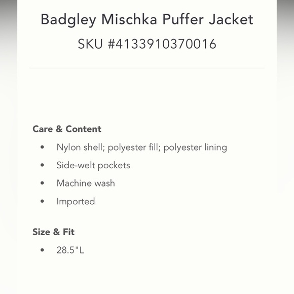 Anthropologie NWT BADGLEY MISCHKA PUFFER JACKET Size M. - Picture 8 of 8